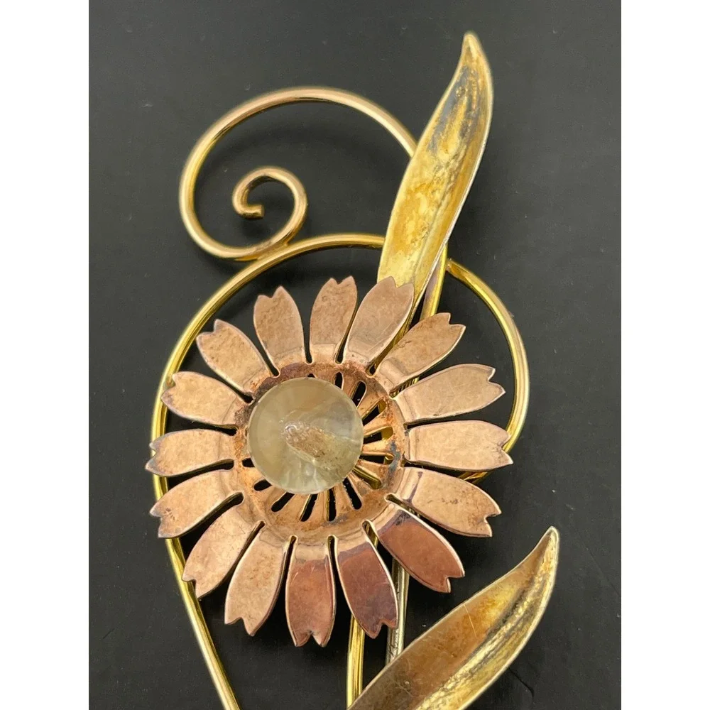Van‎ Dell Sterling & 12K Gold Filled Floral Spray Brooch 1940s Vintage retro era